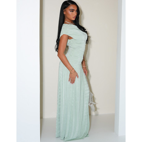 Asymmetrisches, drapiertes Maxikleid