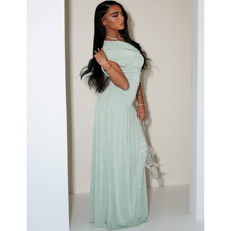 Asymmetrisches, drapiertes Maxikleid