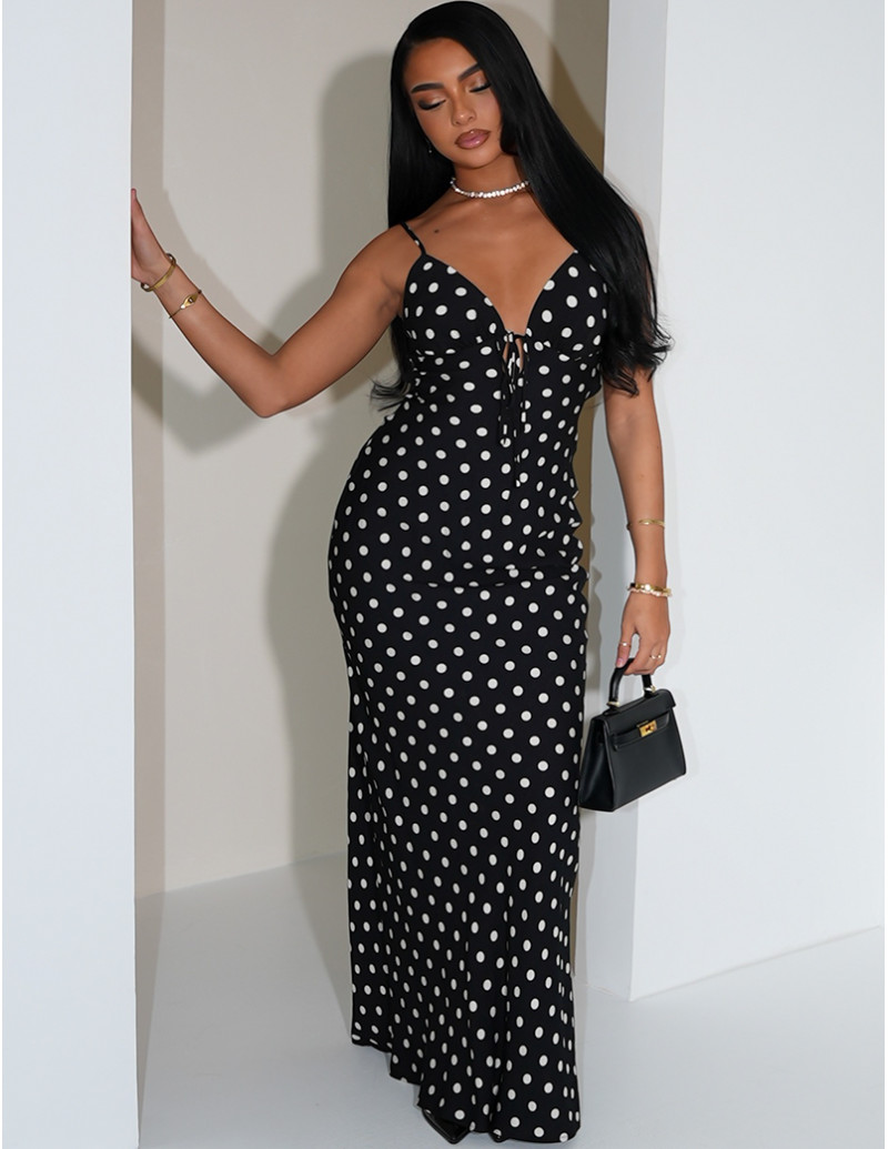 Long cotton dress with a...