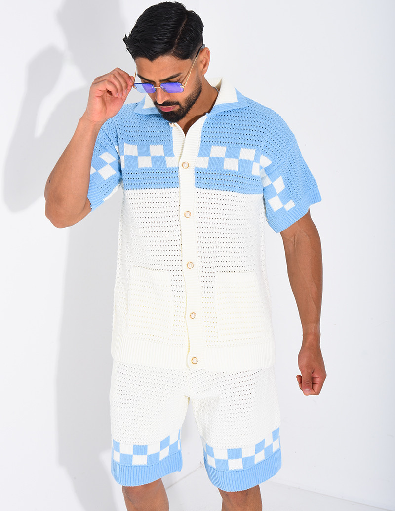 Ensemble ajouré à damier...