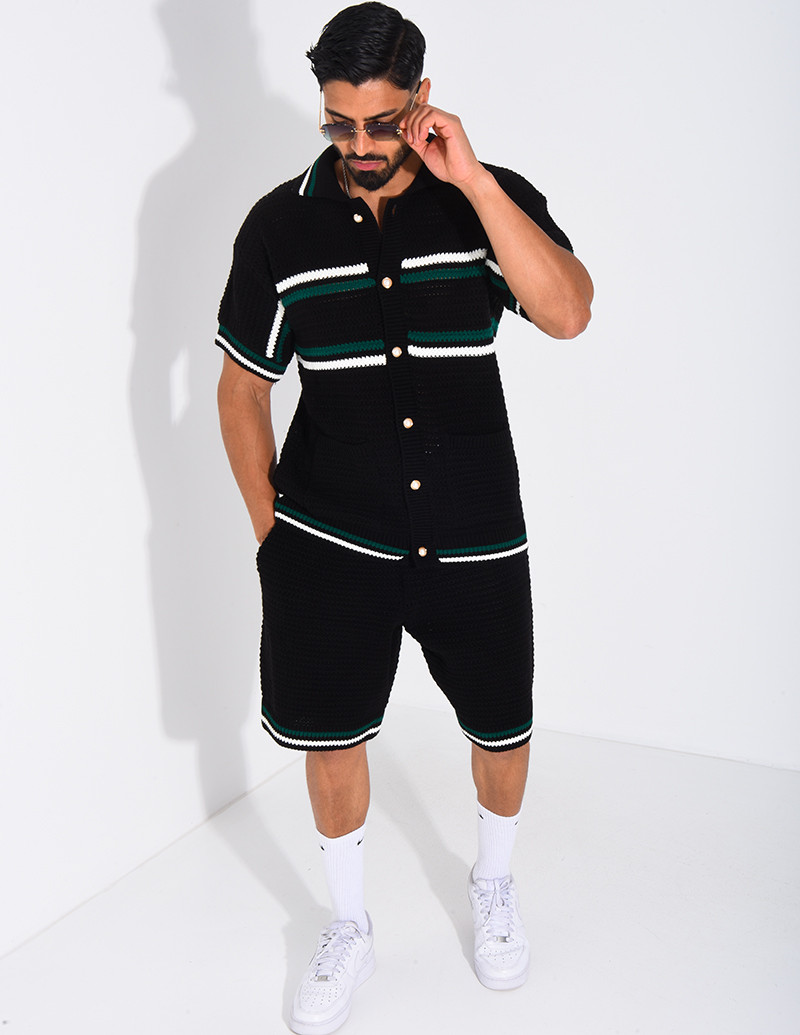 Ensemble ajouré à rayures...