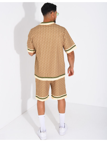 Ensemble short et chemise à motifs géométriques