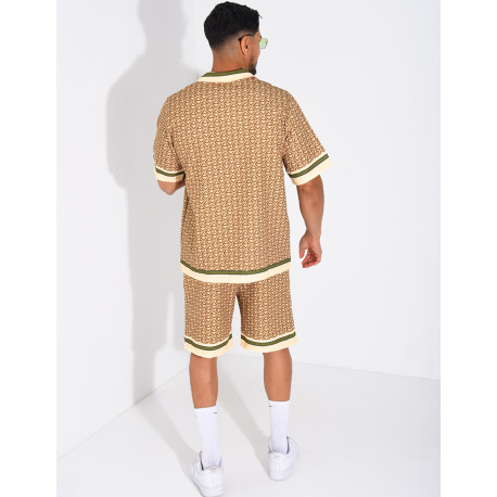 Ensemble short et chemise à motifs géométriques
