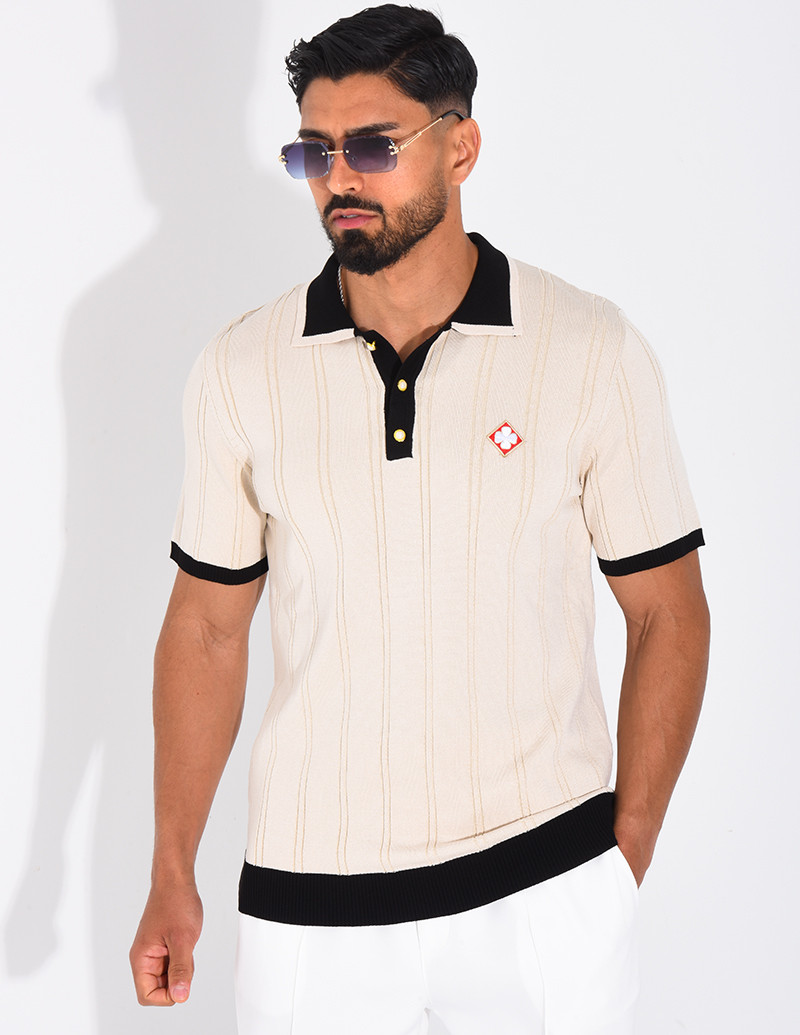 Polo côtelé à trèfle et...