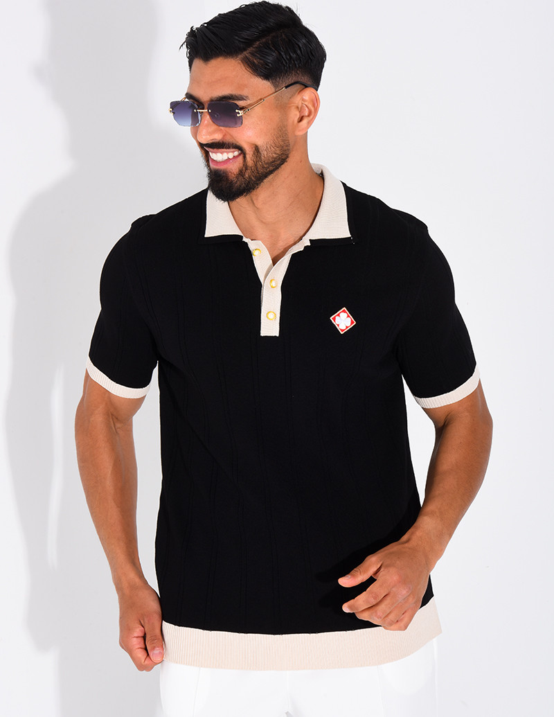 Polo côtelé à trèfle et...