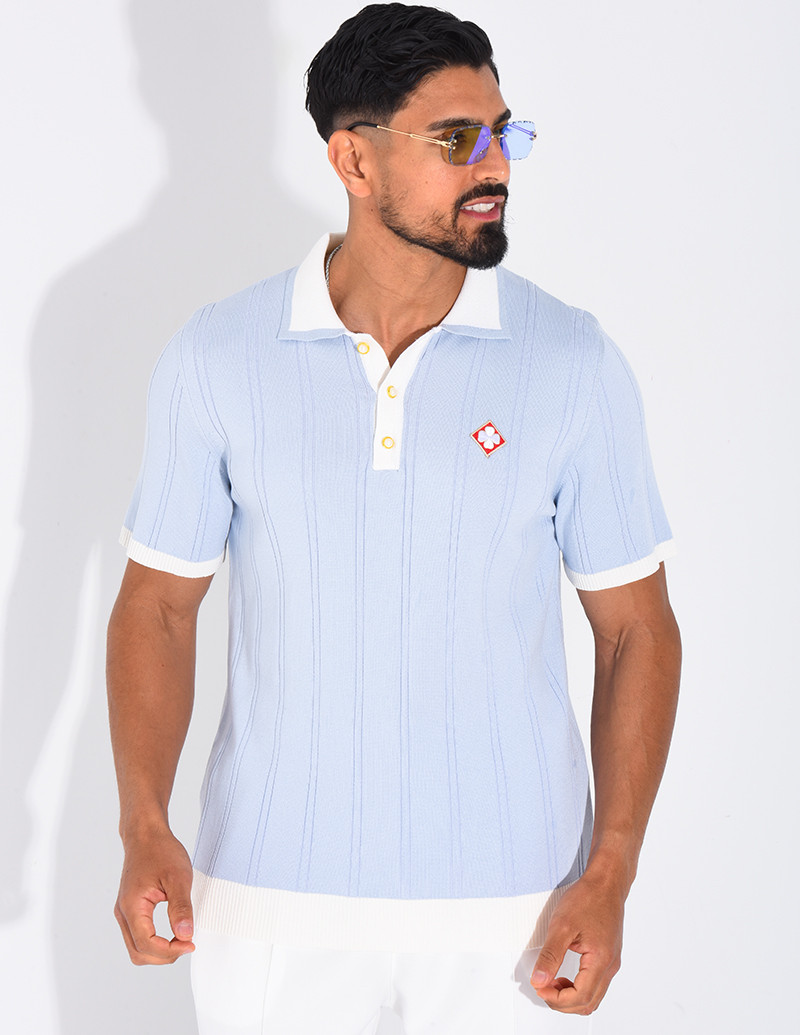 Polo côtelé à trèfle et...