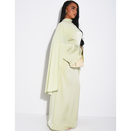 Premium satin dress and matching voile cape set