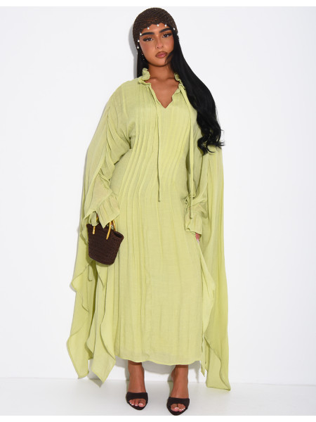 Robe fluide doublée à nouer à la taille effet plissé