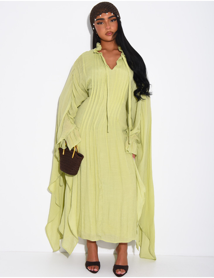 Robe fluide doublée à nouer à la taille effet plissé