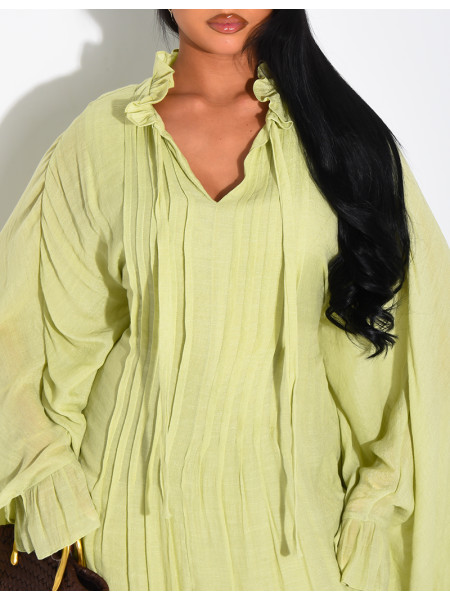 Robe fluide doublée à nouer à la taille effet plissé