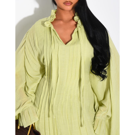 Robe fluide doublée à nouer à la taille effet plissé