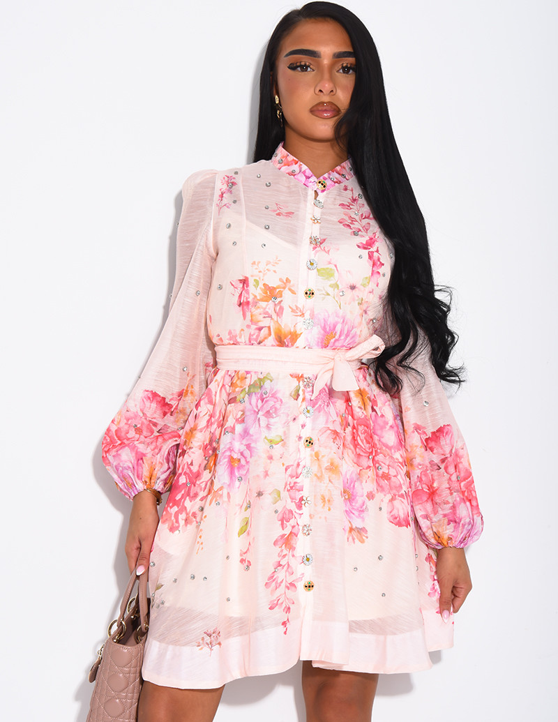 Short printed dress with a...