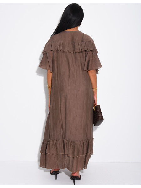 Langes Kleid aus Voile mit Rüschen