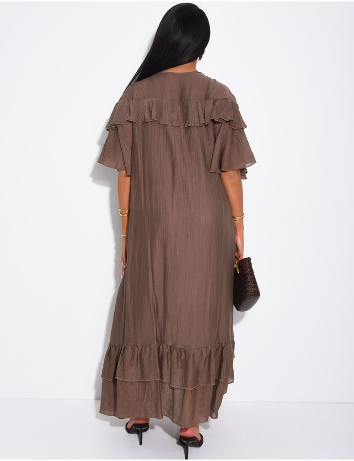 Langes Kleid aus Voile mit Rüschen