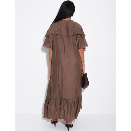 Langes Kleid aus Voile mit Rüschen