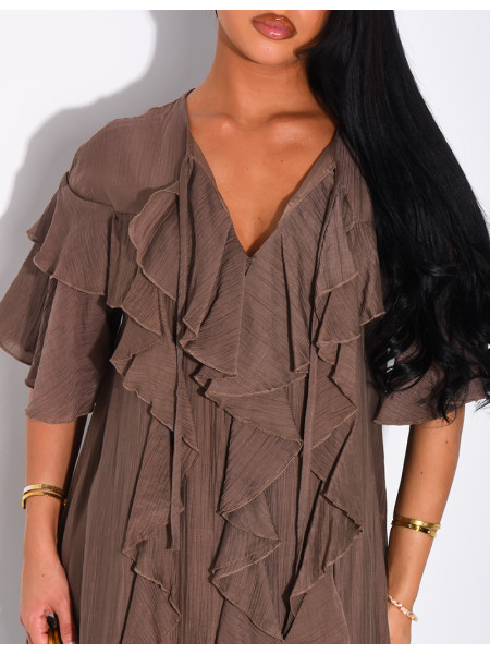 Langes Kleid aus Voile mit Rüschen