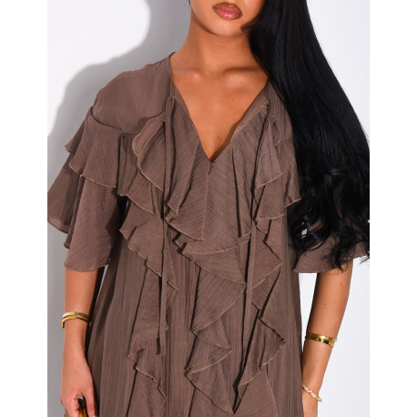 Langes Kleid aus Voile mit Rüschen