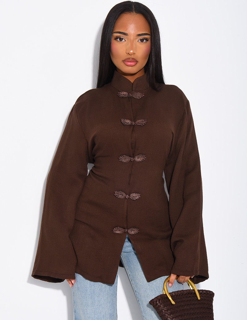 Bluse mit Stehkragen und...