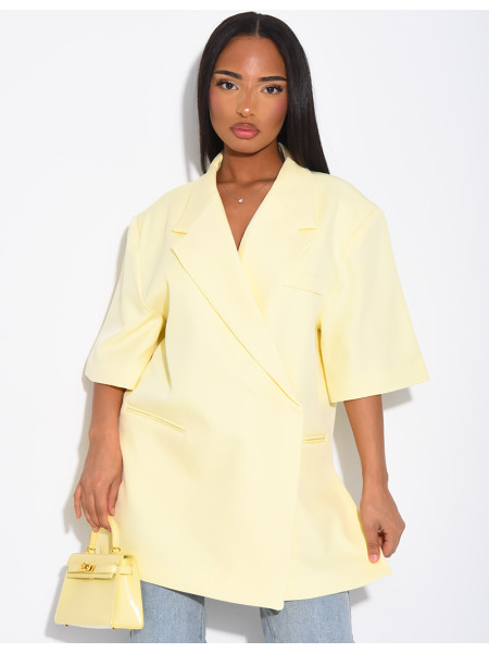 Blazer premium oversize croisé à manches courtes
