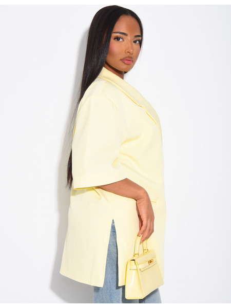 Blazer premium oversize croisé à manches courtes