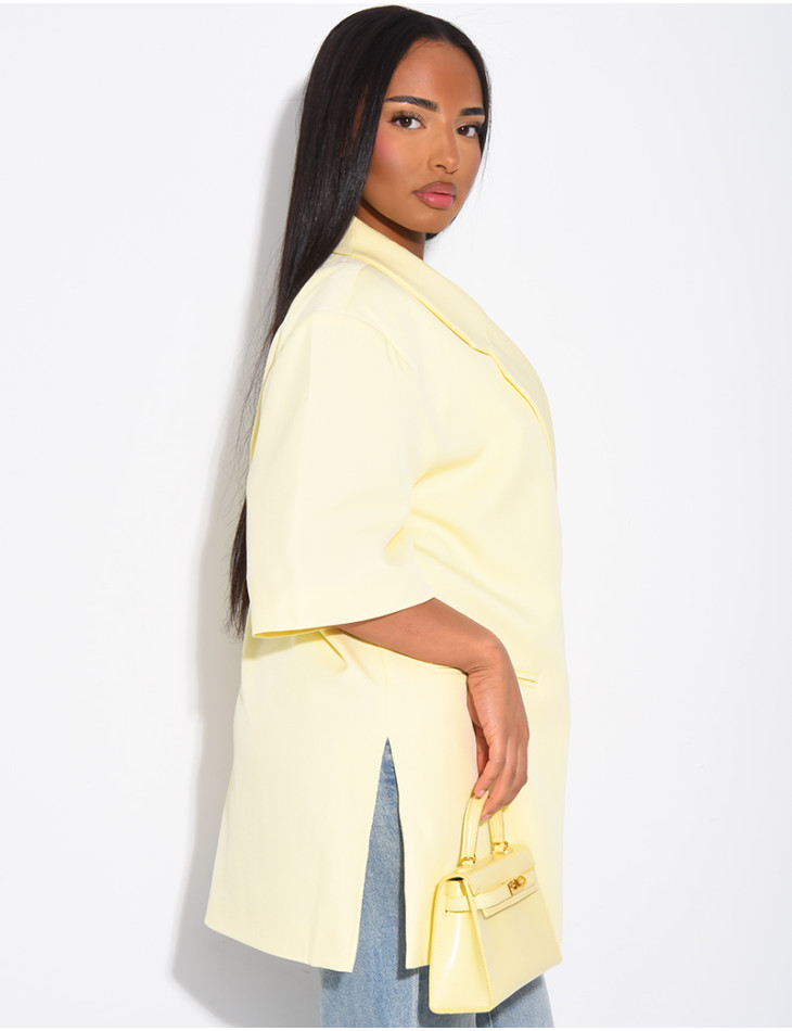 Blazer premium oversize croisé à manches courtes