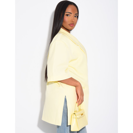 Blazer premium oversize croisé à manches courtes