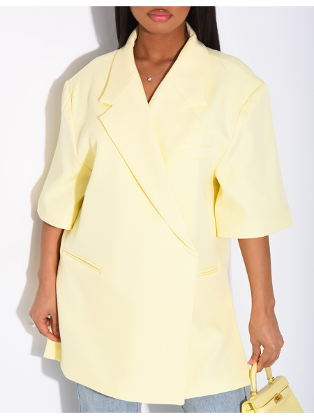 Blazer premium oversize croisé à manches courtes