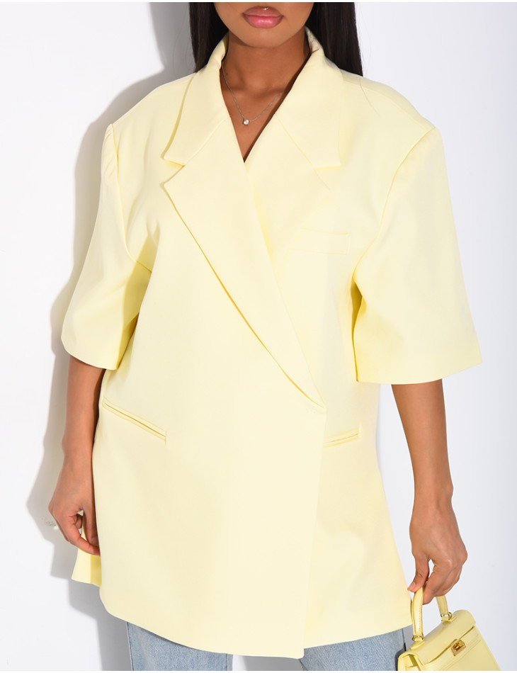 Blazer premium oversize croisé à manches courtes