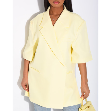 Blazer premium oversize croisé à manches courtes