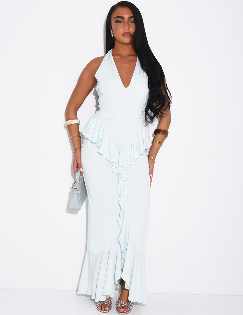Fitted backless dress with...