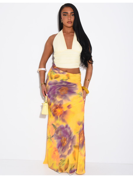 Long openwork dress with a backless top and long skirt