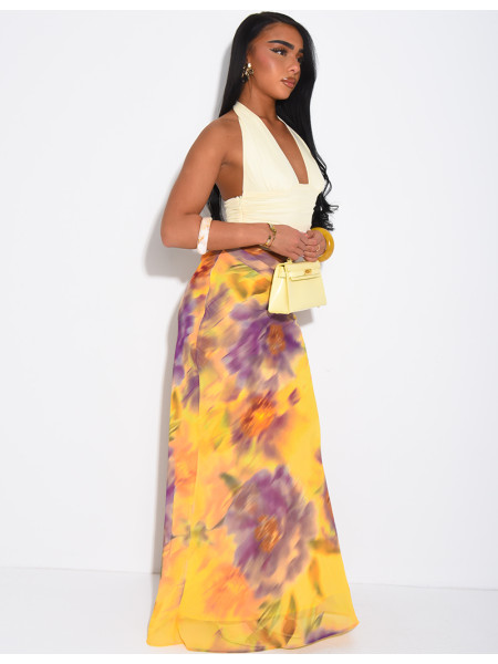 Long openwork dress with a backless top and long skirt