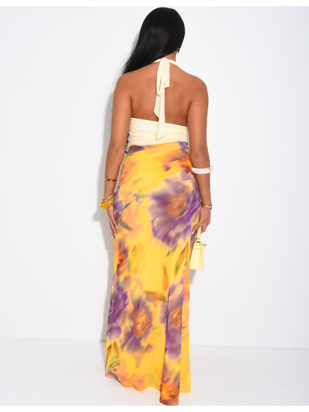 Long openwork dress with a backless top and long skirt