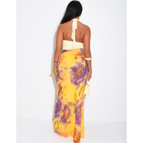 Long openwork dress with a backless top and long skirt