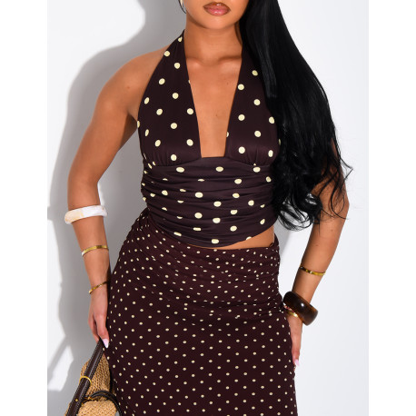 Robe longue ajouré à top dos nu et jupe longue