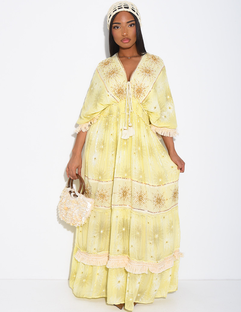 Robe bohème longue à...