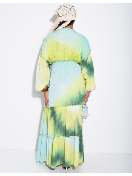 Long bohemian dress with embroidery and beads