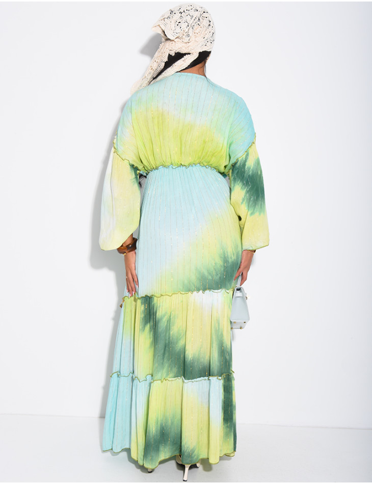 Long bohemian dress with embroidery and beads