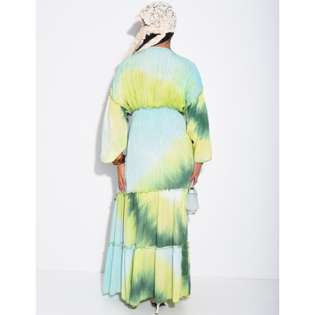 Long bohemian dress with embroidery and beads