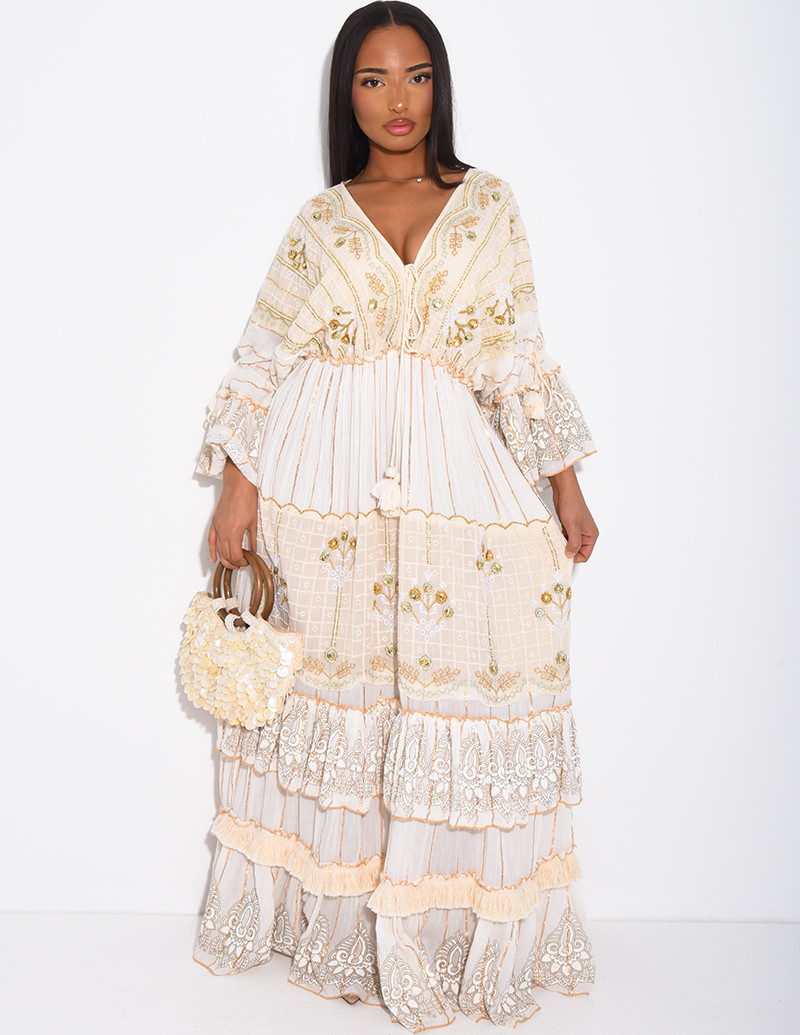 Robe bohème longue à...