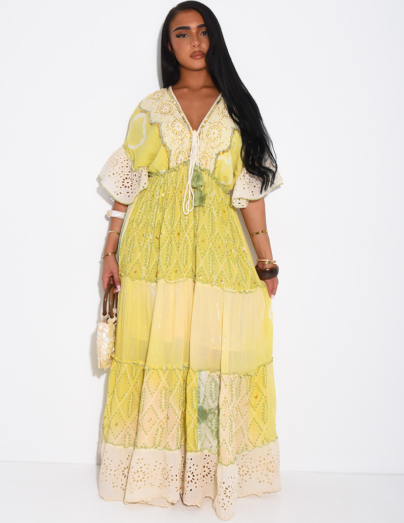 Langes Boho-Kleid mit...