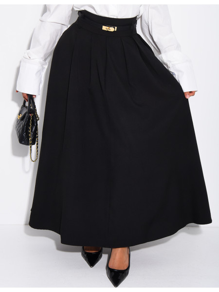 Hochtaillierter, ausgestellter Rock mit Abnähern