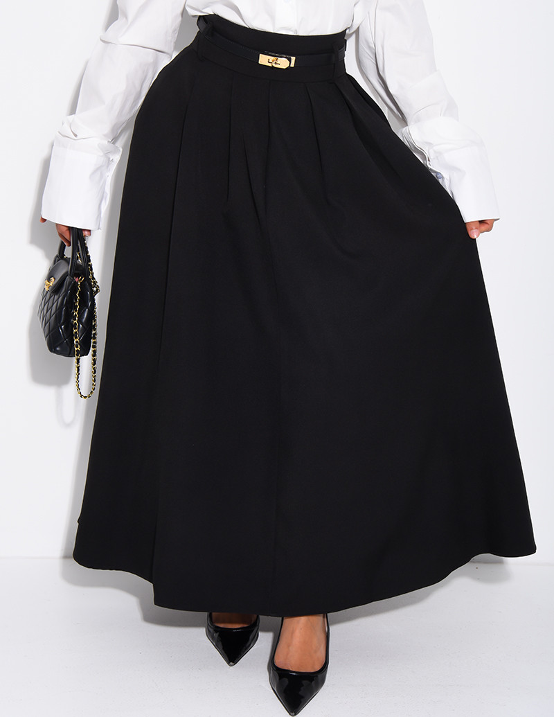 Jupe taille haute évasée à...