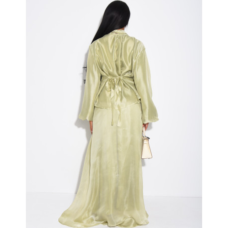 Long skirt and long-sleeve top set in lined organza