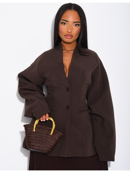 Halblanger, taillierter Blazer mit Ballonärmeln