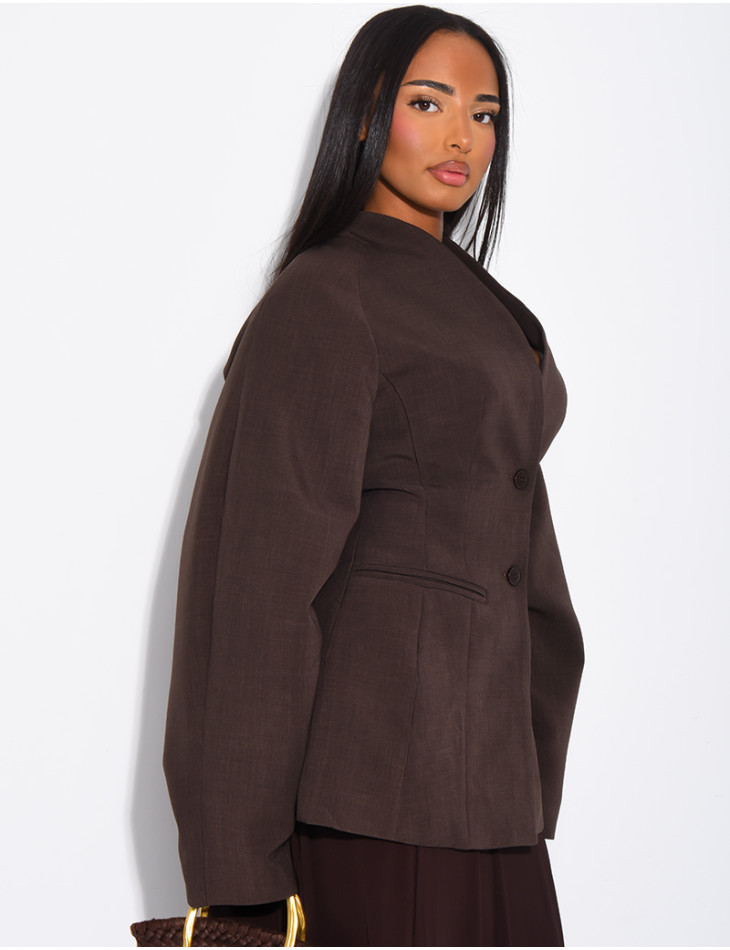 Halblanger, taillierter Blazer mit Ballonärmeln