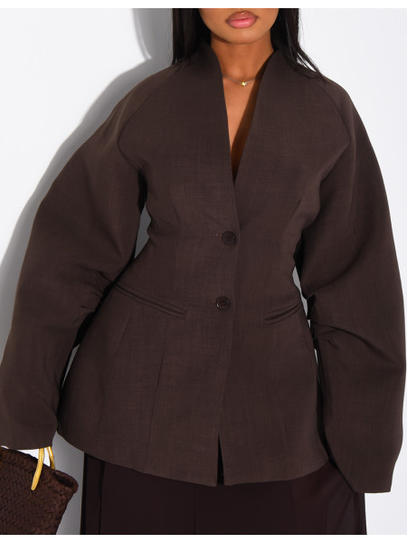 Halblanger, taillierter Blazer mit Ballonärmeln