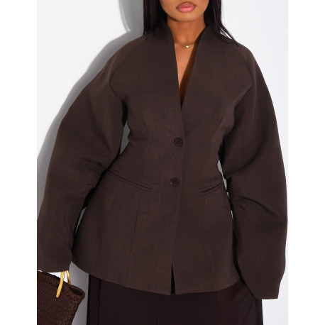 Halblanger, taillierter Blazer mit Ballonärmeln