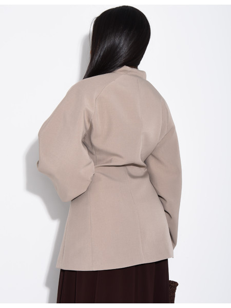 Fitted mid-length blazer with balloon sleeves