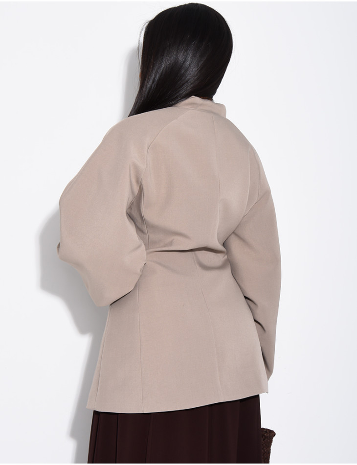 Fitted mid-length blazer with balloon sleeves